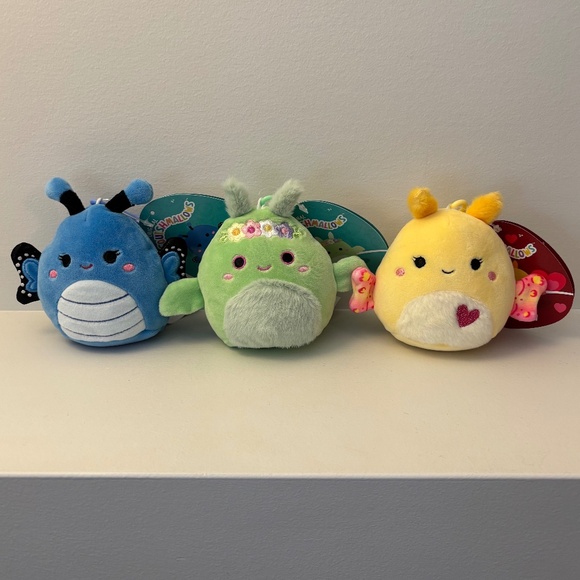 NWT Set of 3 Squishmallow Keychains Moths/Butterfly - Picture 1 of 10